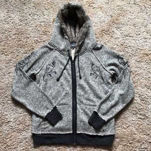 Buckle Miss Me Sherpa/Fur Lined Zip Hoodie Medium